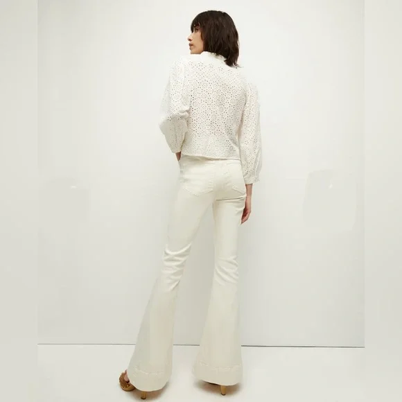 Veronica Beard Sheridan Exaggerated Flare Jeans Beige - Picture 3 of 4